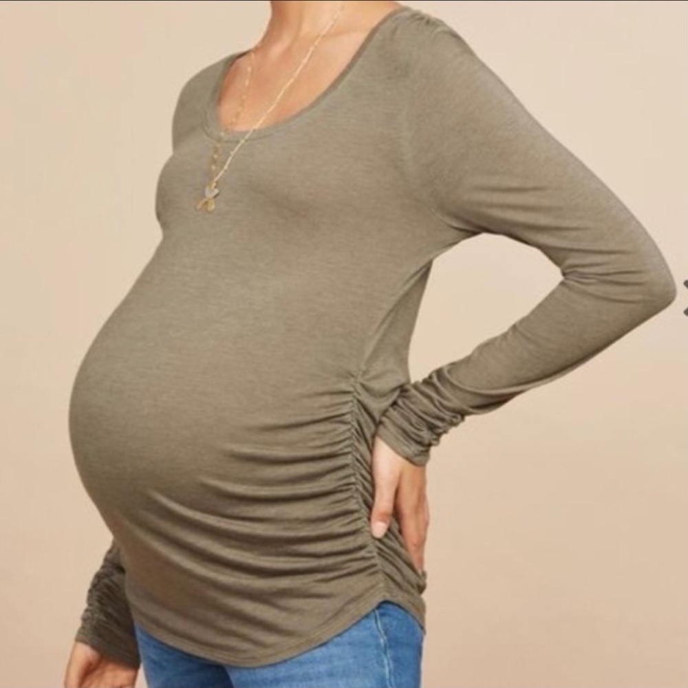 Motherhood Maternity side ruched long sleeve shirt
